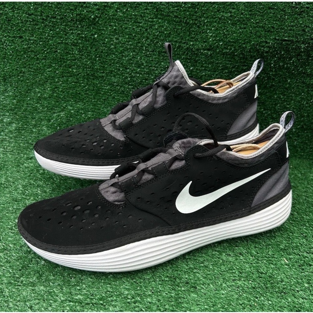 Nike Solarsoft Moccasin Black Anthracite Mens Running‎ Shoes 631389-010 Size 12